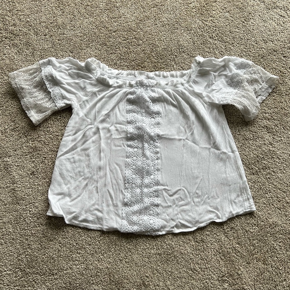 Off the shoulder white lace top